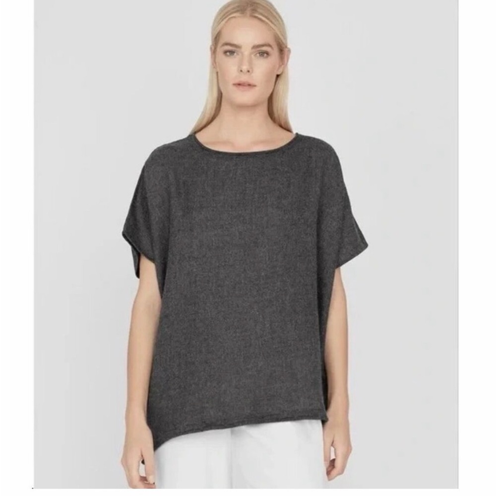 Cuyana Baby Alpaca Boxy Sweater Tee in Heather Grey (One Size) NWOT